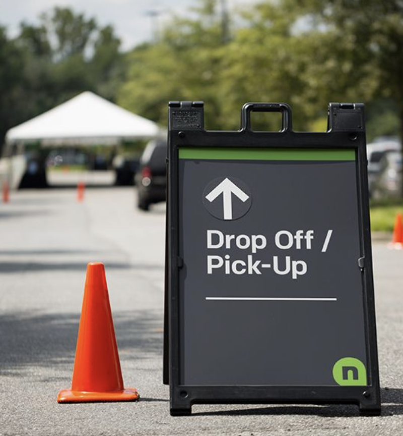 Drop Off / Pick-Up A-frame parking lot wayfinding sign