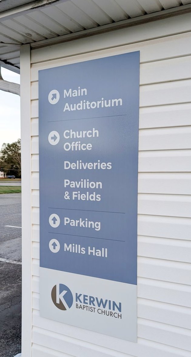 Outdoor church wayfinding sign